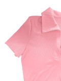 SC Lapel Short Sleeve Solid Color Pants Suit QY-S391114