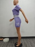 SC Contrast Color Knits Short Two Piece Set TK-6335