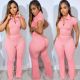 SC Lapel Short Sleeve Solid Color Pants Suit QY-S391114