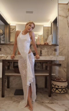 SC Sequin Sleeveless Bodysuit Split Skirt 2 Piece Set GLYK-LX0128