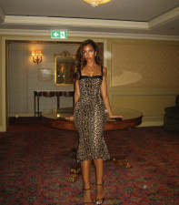 SC Leopard Print Lace Sling Midi Dress GLYK-LX0130