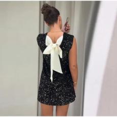 SC Sequin Lace-Up Bow Mini Dress GLYK-LX0120