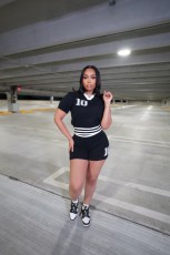 SC Contrast Color Knits Short Two Piece Set TK-6335