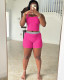 SC Sleeveless Patchwork Two Piece Shorts Set YD-8823