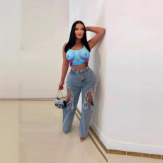 SC Sexy Holes Washed Loose Jeans SHMF-M-6199