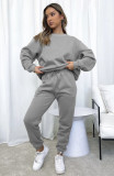 SC Plus Size Solid Color Padded Long Sleeve Casual Pants Set SSNF-211022
