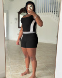 SC Sleeveless Patchwork Two Piece Shorts Set YD-8823