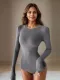 SC Solid Color O Neck Long Sleeve Bodysuit GZJF-ZJ2226