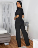 SC Patchwork Large Button Short Sleeve Sport Jumpsuit OSM-4472