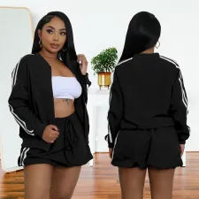 SC Fashion Solid Color Jackets Two Piece Skirts Set BY-7252