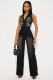 SC Denim Halterneck Washed Loose Jumpsuit LX-6992