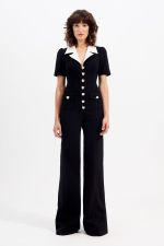 SC Short Sleeve Single-breasted Wide Leg Jumpsuit SM-4475