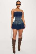 SC Fashion Denim Washed One Shoulder Mini Dress LX-6991