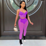 SC Sexy Mesh Patchwork Two Piece Pants Set FOSF-8807