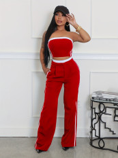 SC Sexy Wrap Chests Tops And Wide Leg Pants 2 Piece Set SFY-662