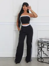 SC Sexy Wrap Chests Tops And Wide Leg Pants 2 Piece Set SFY-662