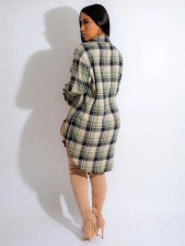 SC Plaid Print Long Sleeve Casual Shirt Dress BS-1388