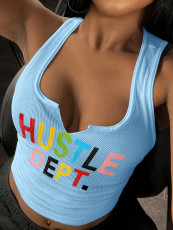SC Letter Print U Neck Tank Tops GYZY-8998