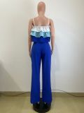 SC Sexy Wrap Chest Ruffles Sling Tops Pants Suit QODY-6056