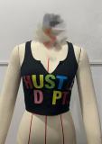 SC Letter Print U Neck Tank Tops GYZY-8998