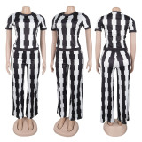 SC Plus Size Wide Leg Print Two Piece Pants Set NY-11007