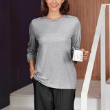 SC Solid Color Long Sleeve Loose Tops GYZY-6668