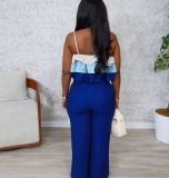SC Sexy Wrap Chest Ruffles Sling Tops Pants Suit QODY-6056