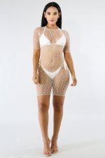 SC Sexy See-through Mesh Beaded Beach Club Dress (No Underwear)NY-9001