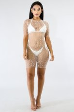 SC Sexy See-through Mesh Beaded Beach Club Dress (No Underwear)NY-9001