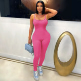 SC Solid Color Sling Backless Skinny Jumpsuit SFY-687