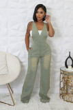 SC Washed Denim Halter Wide Leg Jumpsuit LX-6993