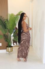 SC Sleeveless Print Tassel Skirts Two Piece Set QY-5228