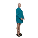 SC Plus Size Single Breasted Solid Color Cardigan Shirt QYXZ-9951