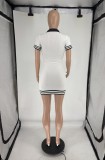 SC Print Lapel Short Sleeve Mini Dress FOSF-8809