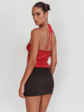SC Sexy Sequin Backless Tie Up Tank Tops OD-8733