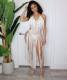 SC Solid Color Halterneck Tassel Dress OSM-4355