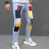 SC Men's Color Block Patchwork Skinny Jeans GWBM-639