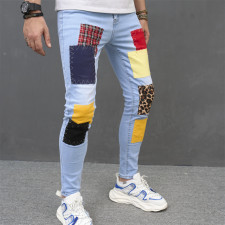 SC Men's Color Block Patchwork Skinny Jeans GWBM-639