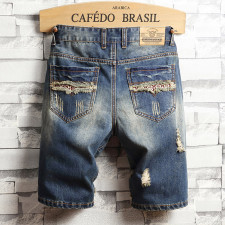 SC Men's Holes Embroider Denim Short  GBBF-780