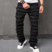 SC Men's Solid Color Loose Tassel Jeans GBBF-705