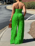 SC Solid Color Wrap Chest Wide Leg Jumpsuit AIL-312