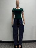 SC Irregular Hollow Out Hot Drill Jeans YMEF-52095