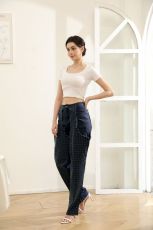 SC Irregular Hollow Out Hot Drill Jeans YMEF-52095