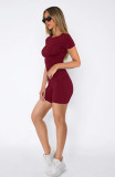 SC Solid Color Short Sleeve Tops Shorts Suit GXYF-0463