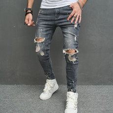 SC Men's Knee Holes Stretch Casual Pencil Jeans GBBF-1201