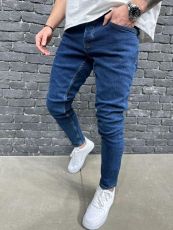 SC Men's Vintage Casual Slim Fit Solid Color Jeans GBBF-661455