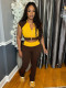 SC Short Sleeve Color Block Micro Pants Suit CH-25019