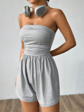 SC Solid Color Wrap Chest Romper BS-1404