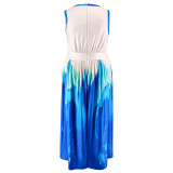 SC Plus Size Sleeveless Print Maxi Dress GDAM-218700