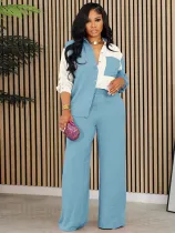 SC Fashion Patchwork Loose Two Piece Pants Set BS-1400